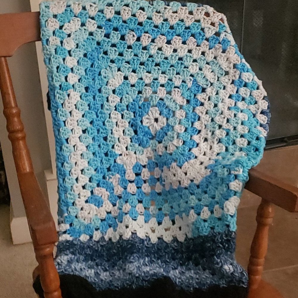 Knitted Quilt and Cross Stitched throw blanket
